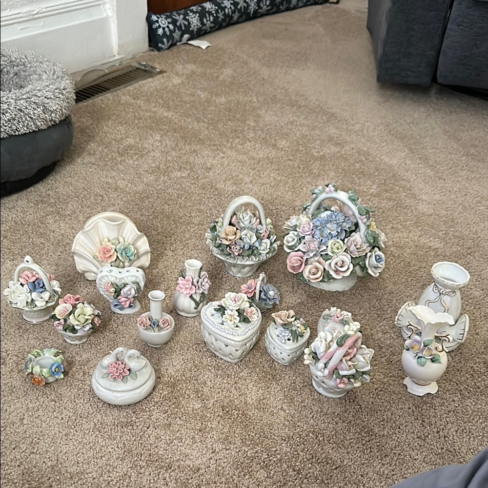 Floral Porcelain Figurine Collection